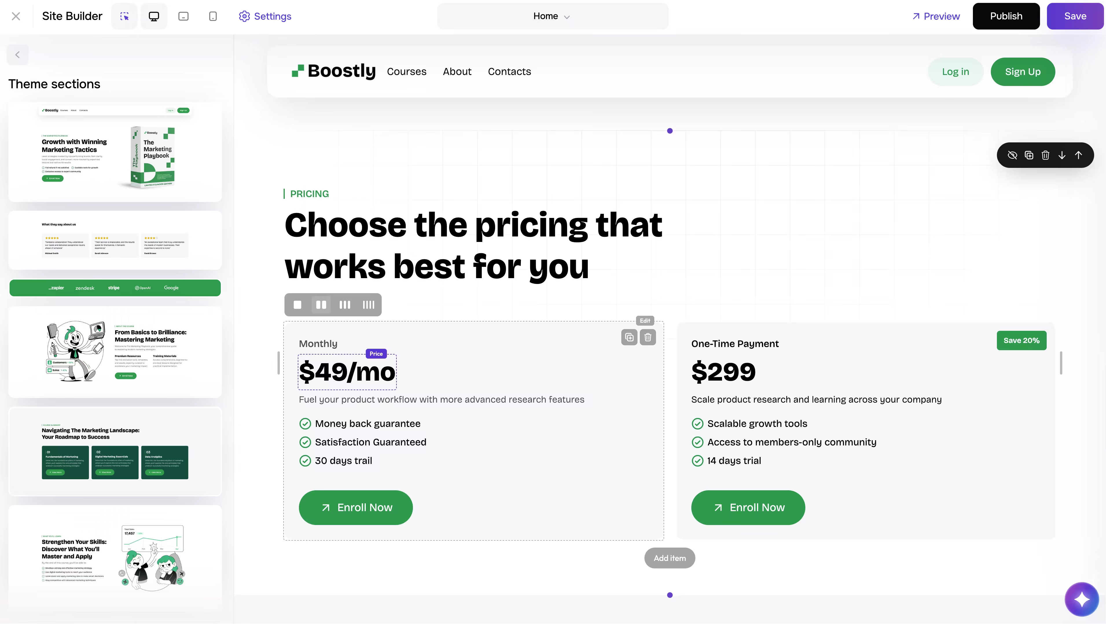 Section Presets screenshot