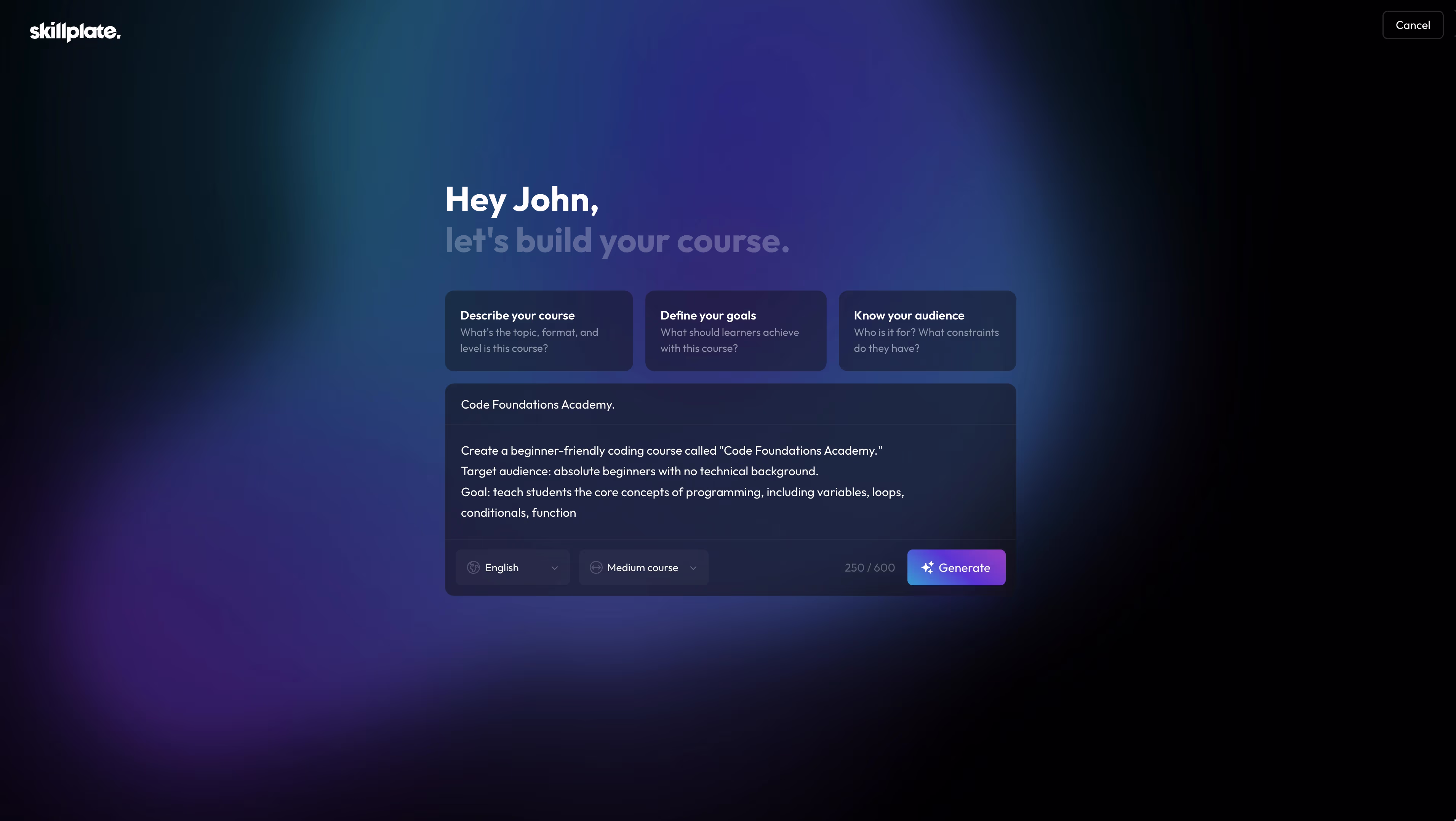 AI Course Generator screenshot